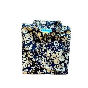 COLORADO BUFFALOES HAWAIIAN SHIRT CLASSIC 'CU BUFFS' LOGO SZ: Men S, Women XL